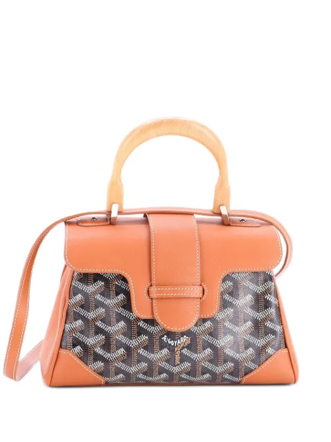 Goyard Pre-Owned Saigon Top Handle Bag Coated Canvas with Leather Mini shoulder bag Brown Q3CEO7O3KORW0PH8