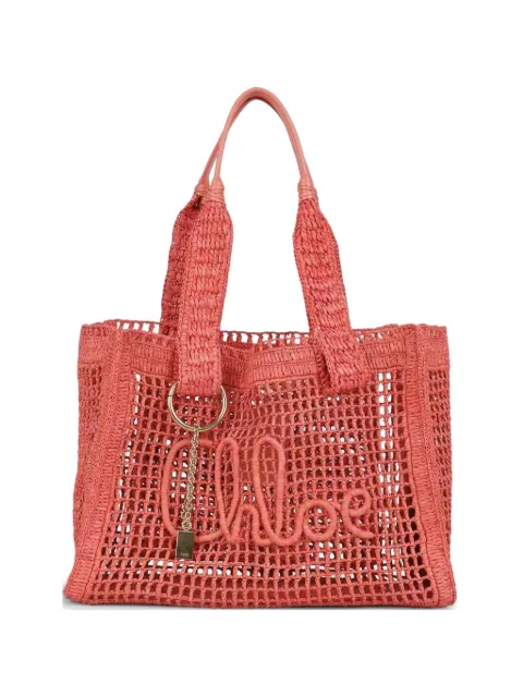 Chloé woven embroidered-logo tote bag Pink CH26US904P08