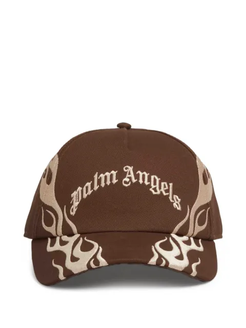 Palm Angels flame-embroidered baseball cap Brown PMLB104S26FAB00E6061