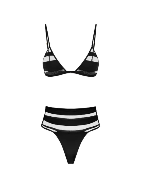 Elisabetta Franchi striped sheer bikini Black CS13M62E2