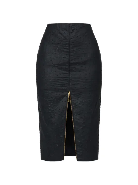 Elisabetta Franchi high-waist ostrich print midi skirt Black GO14062E2