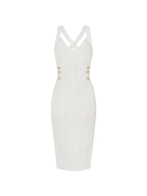 Elisabetta Franchi knit 3D pencil dress White AM24D62E2