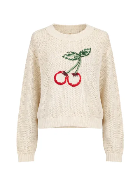 TWINSET jumper with hand-embroidered cherries Neutrals 261TT3300