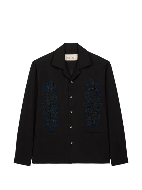 Baziszt Duke floral-embroidered shirt Black BZSS26SR03096