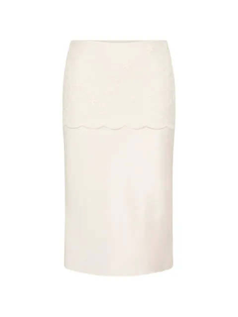 Posse Cove embroidered scalloped midi skirt Neutrals PS1832PRL