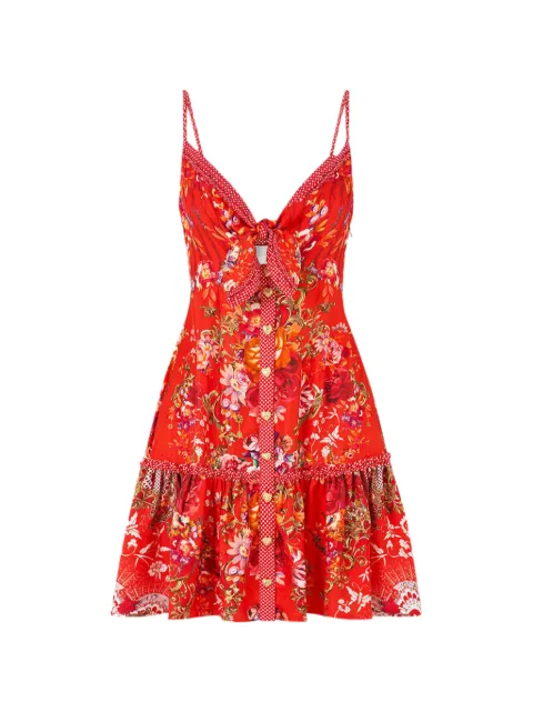 Camilla tie-front ruffle mini dress Red 00040412