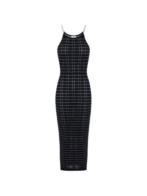 Elisabetta Franchi striped dress in knit fabric with chains Black AM29Q62E2