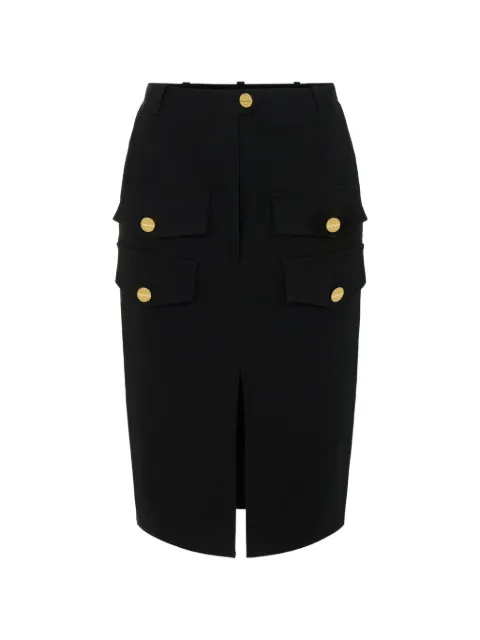 Elisabetta Franchi gabardine skirt with flaps Black GO19262E2