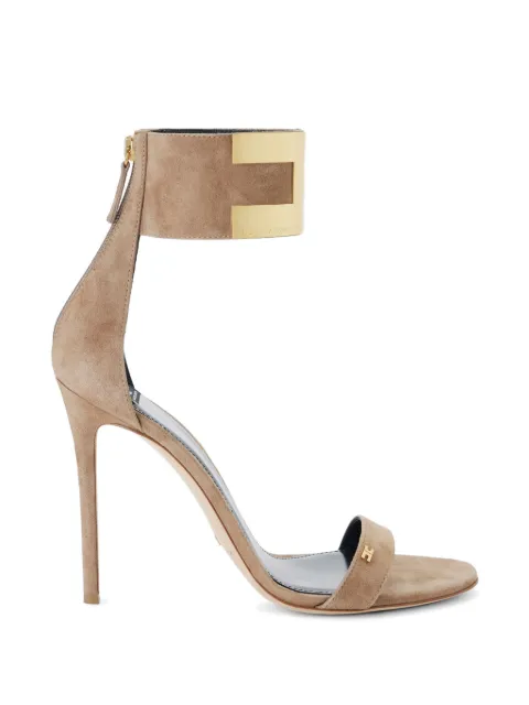 Elisabetta Franchi suede sandals with jewel logo Neutrals SA91L62E2