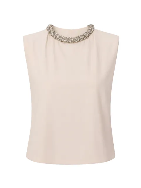 Elisabetta Franchi top with jewel collar Neutrals MR01J63E2
