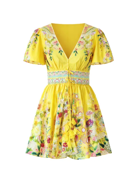 Camilla Lady Limonada V-neck mini dress Yellow 00039976