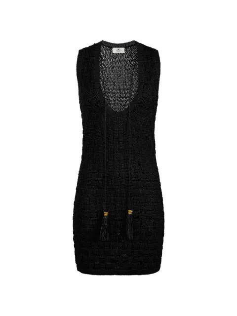 Elisabetta Franchi mini dress in knit fabric with tassels Black AM35T62E2
