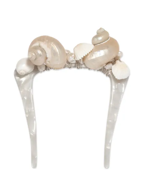 Jennifer Behr Martinique shell-embellished hair pin Neutrals 12FA1DOVE