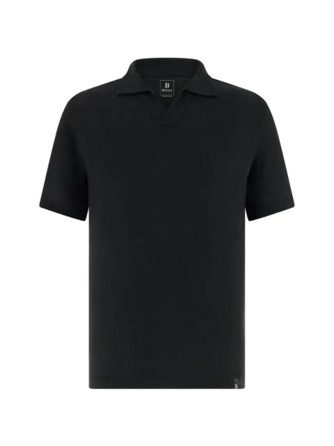 Boggi Milano stretch linen jersey polo shirt Black BO26P046103