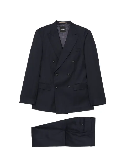 BOSS double-breasted virgin wool suit Blue 50561841