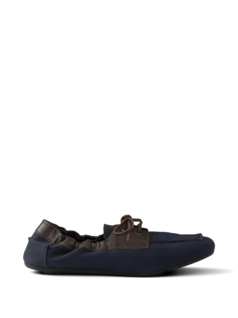 Prada shuffle aged canvas and leather boat shoes Blue 2EG504FG0123ZNG