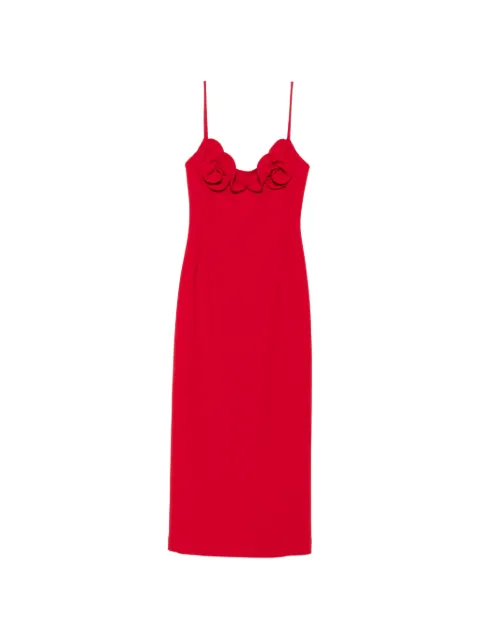 Magda Butrym floral-applique spaghetti-strap midi dress Red 134726