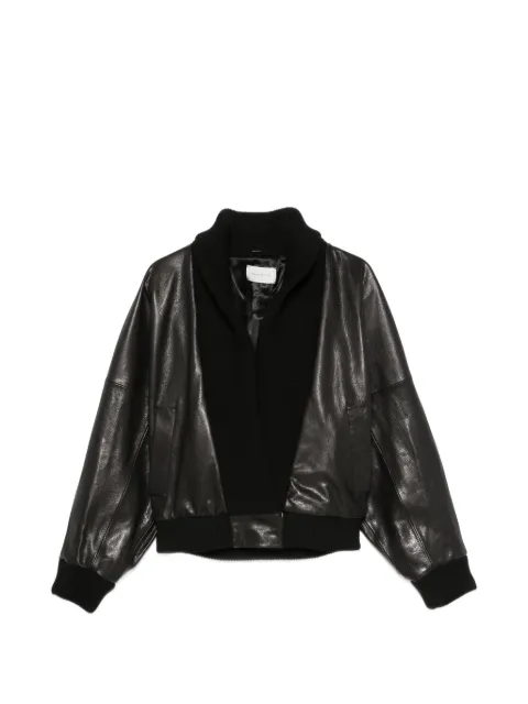 Magda Butrym ribbed-knit leather jacket Black 271726