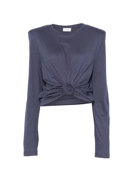 Magda Butrym padded-shoulder knotted T-shirt Blue 317726