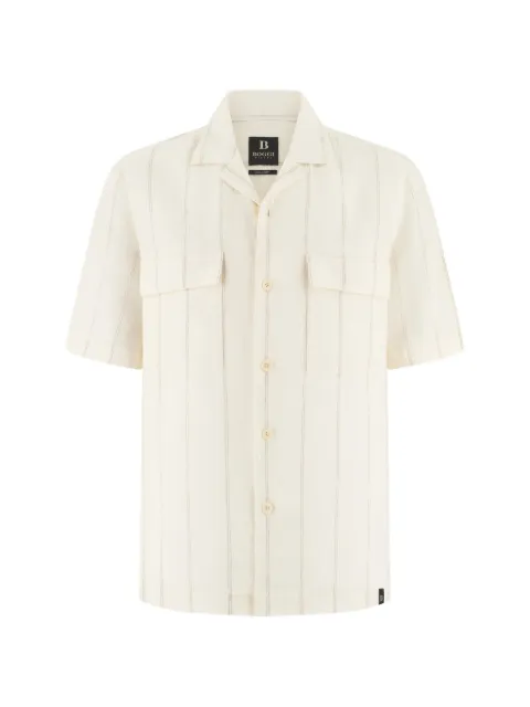 Boggi Milano regular fit pinstripe linen shirt White BO26P046803