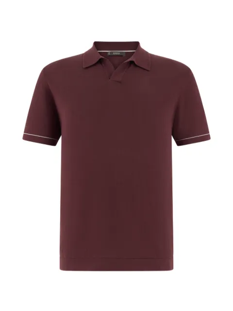 Boggi Milano contrasting crepe knit polo shirt Red BO26P032706