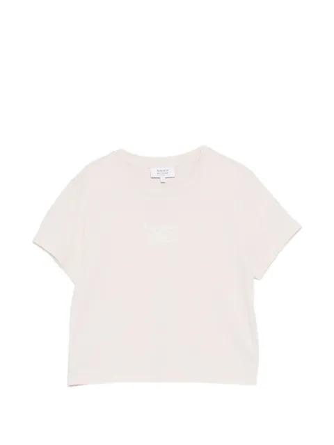 Maison Kitsuné embroidered cropped T-shirt Neutrals QW00107KJ7026