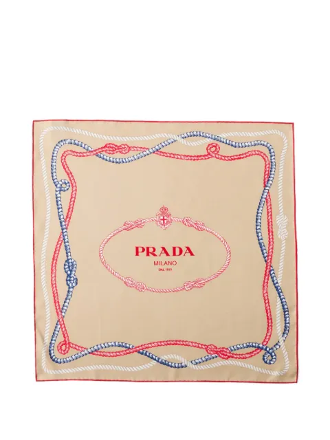 Prada printed silk twill scarf 55 Neutrals 1FF0042HGE