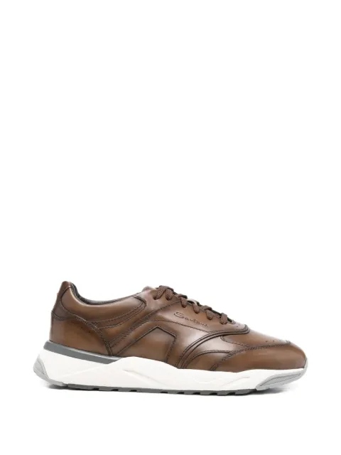 Santoni panelled leather sneakers Brown MBIM22112BGRTAIBT21