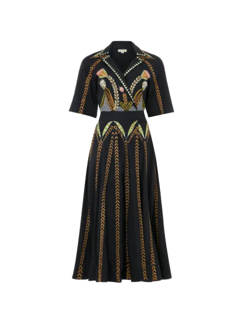 Temperley London Juniper floral-embroidered wrap dress Black 26UUNI55083