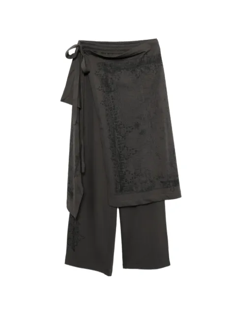 Hyein Seo wrap-panel distressed-print trousers Grey SS26PT7CH