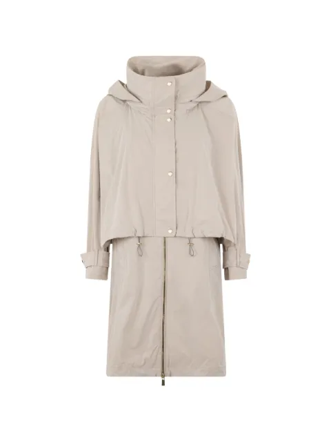 Moorer hooded zip-up parka coat Neutrals KATHIOS