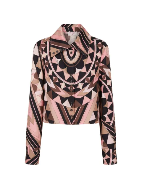 PUCCI Manuba print silk crop shirt Pink 6HRJ166H771