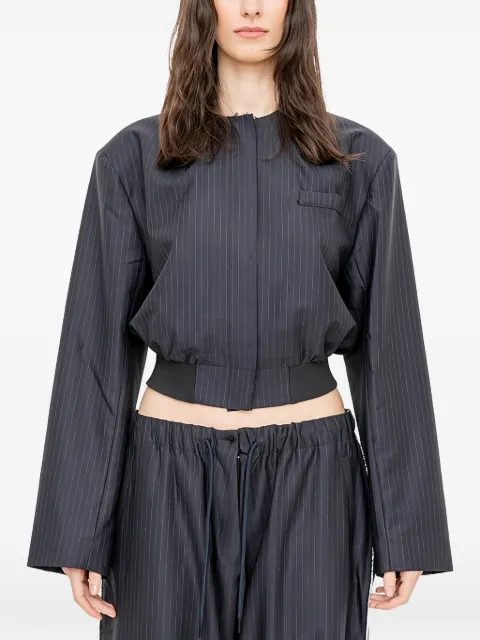 FAÇON JACMIN Vittoria pinstripe-pattern cropped jacket Blue VITTORIA