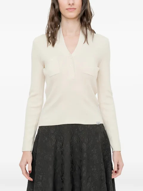 MM6 Maison Margiela pockets V-neck T-shirt Neutrals S62HN0010M13274