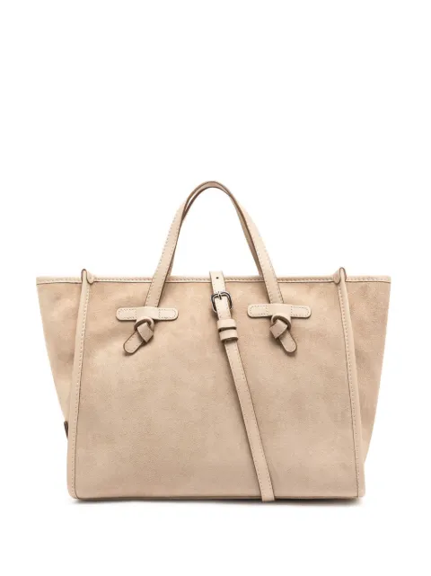 GIANNI CHIARINI Miss Marcella 32 contrast trim suede tote bag Neutrals BS9762CMPL