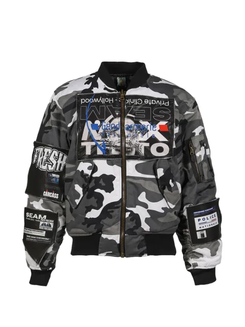 COUCOUBEBE 75018 Testo Nationale patched bomber jacket Grey TESTONATIONALECAMOBOMBERJACKET