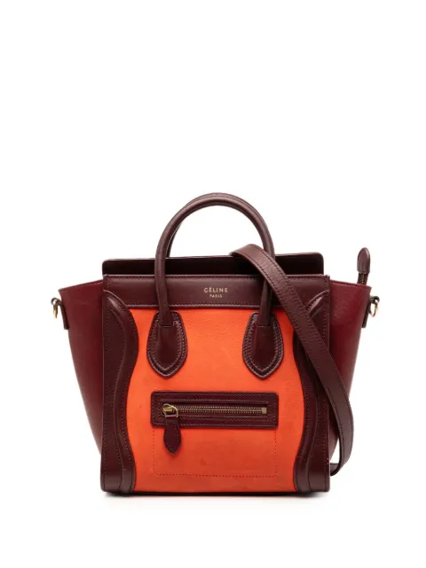Celine Pre-Owned 2014 Nano Tricolor Nubuck and Calfskin Luggage Tote satchel Orange D7JT6PRDIUNIKPBR