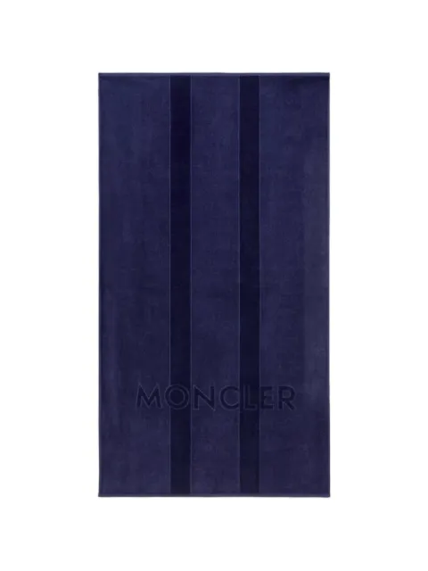 Moncler logo-embossed striped beach towel Blue L10913D000010U649