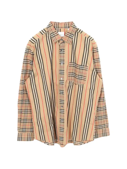 Burberry Pre-Owned 2020s checked long sleeve shirt Neutrals 1054186