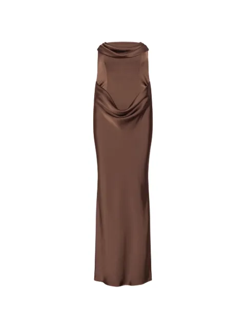 ROTATE BIRGER CHRISTENSEN corsage long dress dark brown Brown 1163362910