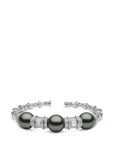 Yoko London diamond tahitian pearl bangle Silver QYB21247T