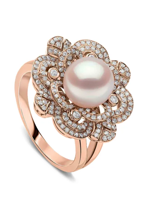 Yoko London Classic Akoya pearl and Diamond motif ring Pink Q2455RING9X