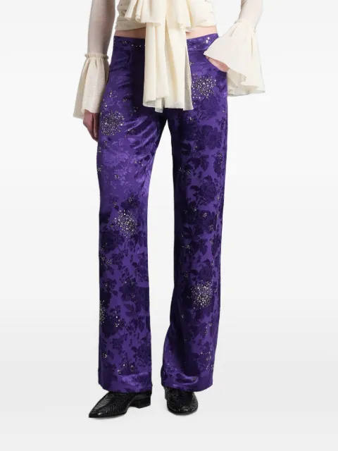 SIEDRES Brity floral-jacquard sequin-embellished trousers Purple WRS26PA14