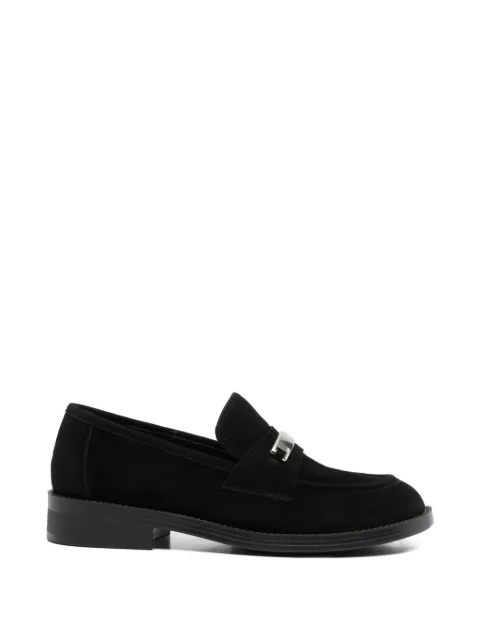 ADRIANNA FERETTI plaque-detail suede loafers Black 603926101BLK