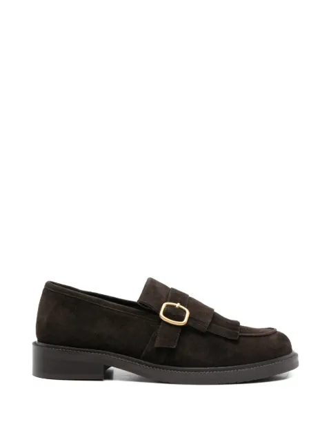 ADRIANNA FERETTI fringed-detail suede loafers Brown 603926102