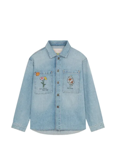 Mira Mikati floral-embroidered pocket cotton jacket Blue DEN025ASS26