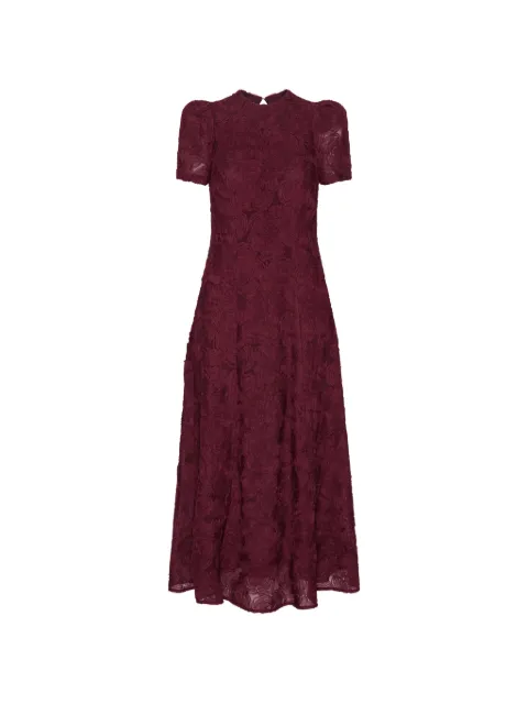 ROTATE BIRGER CHRISTENSEN flower mesh flared dress bordeaux Red 116272741