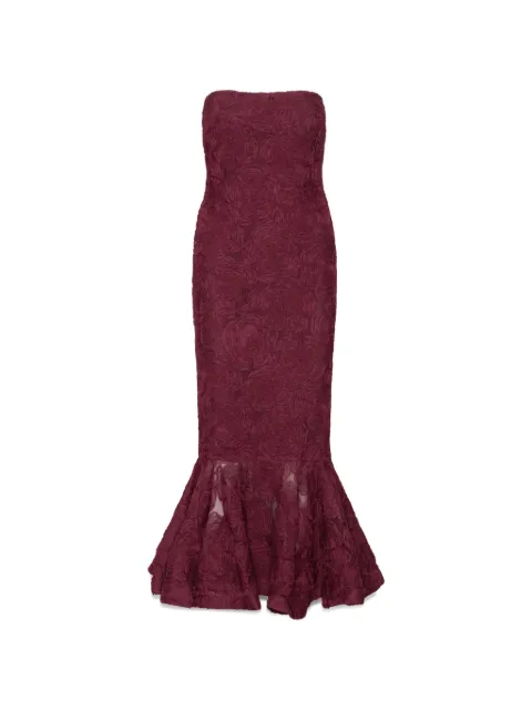 ROTATE BIRGER CHRISTENSEN flower mesh flounce maxi dress Red 116275741
