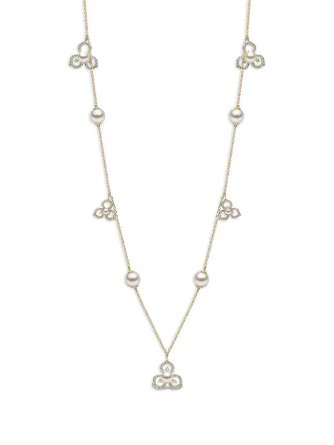 Yoko London Petal akoya pearl and diamond silhouette necklace Gold QYN23076X