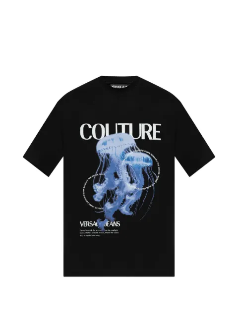 Versace Jeans Couture jellyfish print T-shirt Black 80GAHD07CJ01Z
